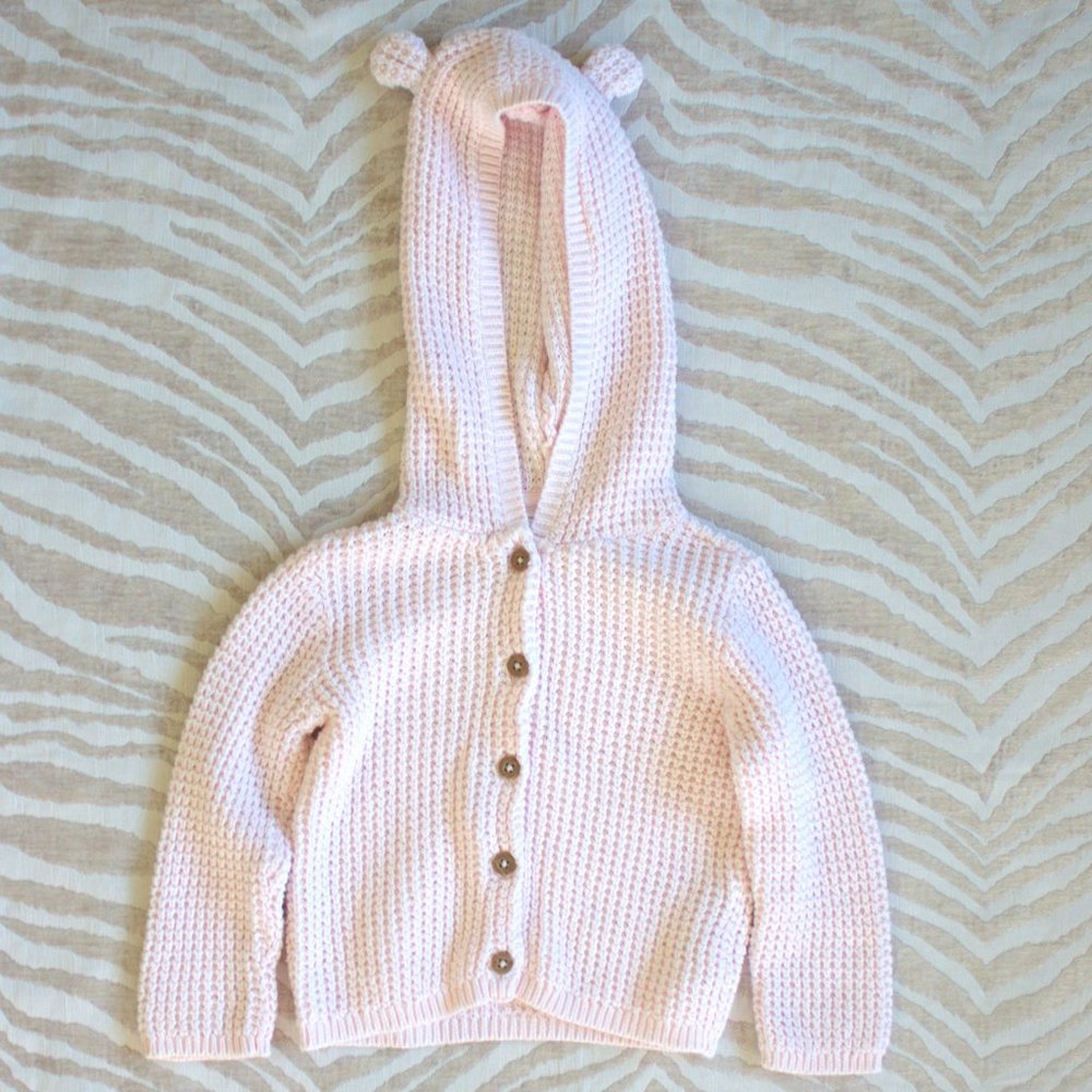 🚼 Carter's Pink Knitted Cardigan | Hooded Sweater - Picture 1 of 8